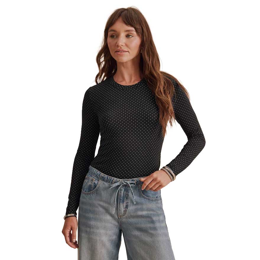 Women's Bamboo Long Sleeve Tee - Black/Pale Oak
