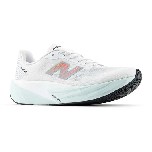 Women's FuelCell Rebel v5 Running Shoe - NB 103 White/Pink Heat/Glint Blue - Regular (B)