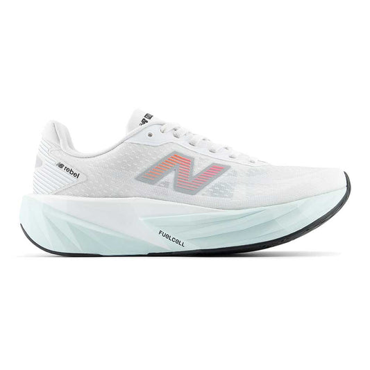 Women's FuelCell Rebel v5 Running Shoe - NB 103 White/Pink Heat/Glint Blue - Regular (B)