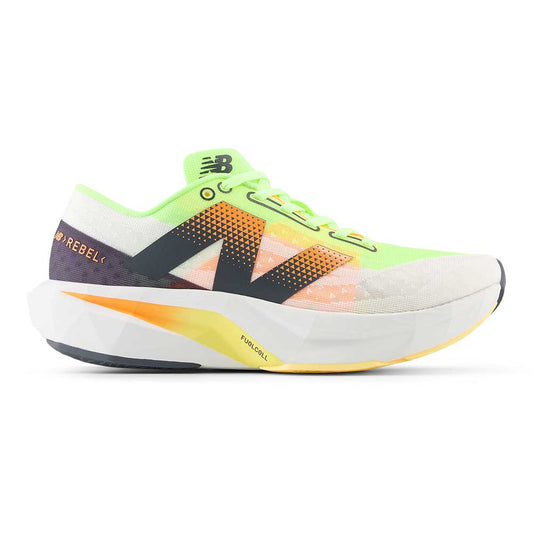 Women's FuelCell Rebel V4 Running Shoe - White/Bleached Lime Glo - Regular (B)