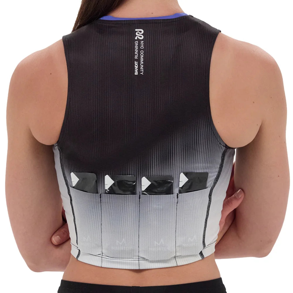 Women's Ares Flex Zip Front Race Crop - Striated Gradient-Black