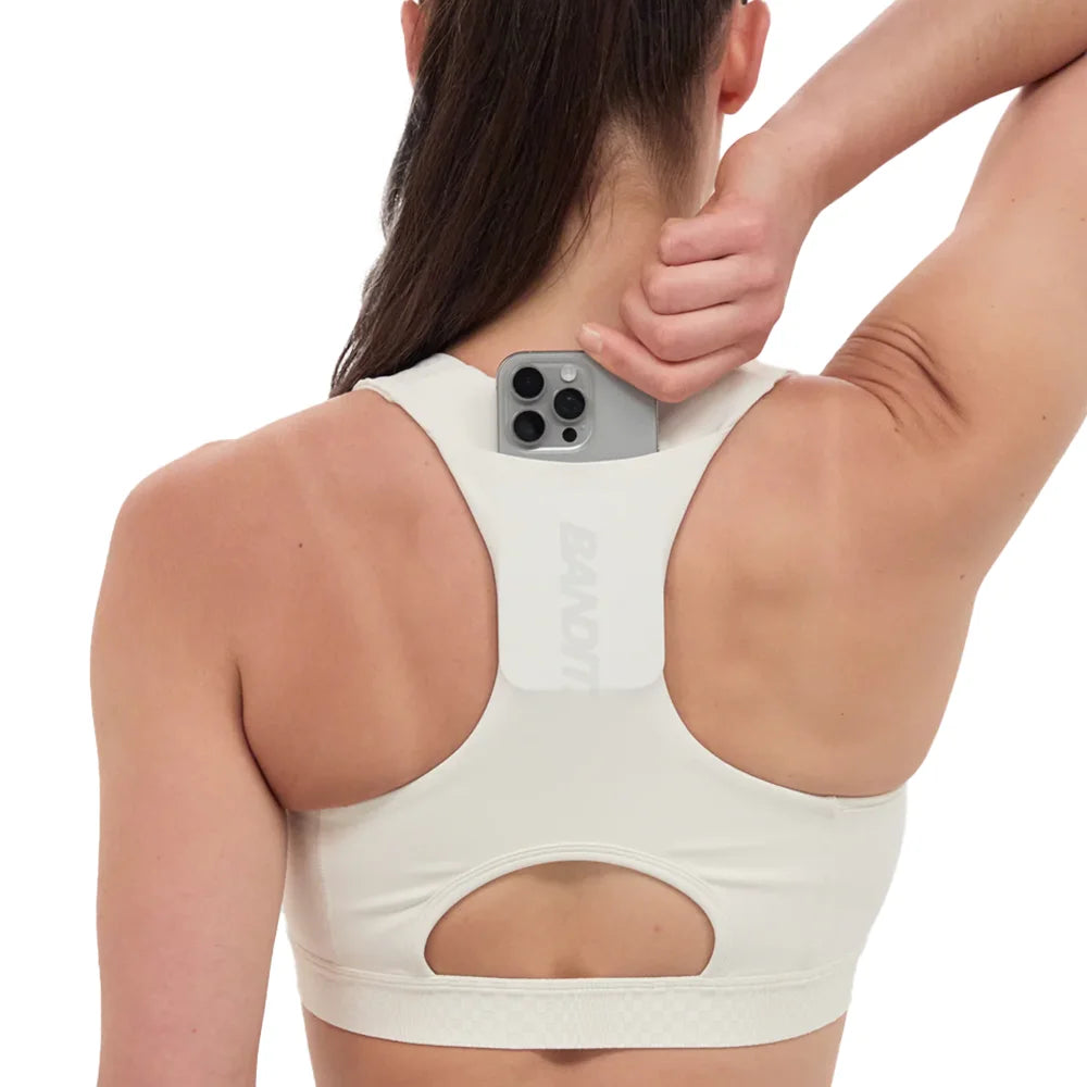 Women's Stamina Scoop Neck Run Bra - Chalk