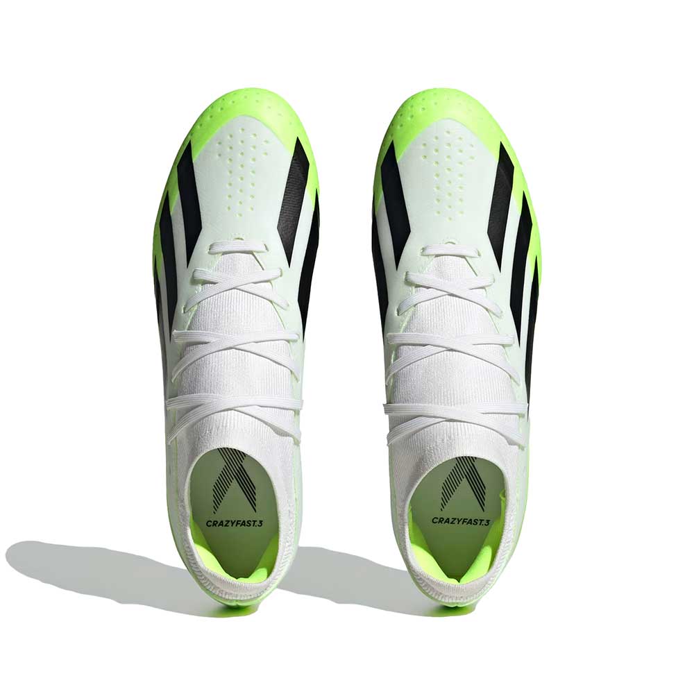 Unisex X Crazyfast .3 FG Soccer Shoes - Cloud White / Core Black / Lucid Lemon- Regular (D)