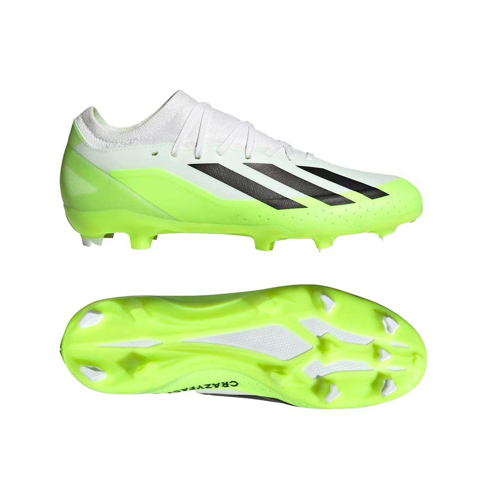 Unisex X Crazyfast .3 FG Soccer Shoes - Cloud White / Core Black / Lucid Lemon- Regular (D)