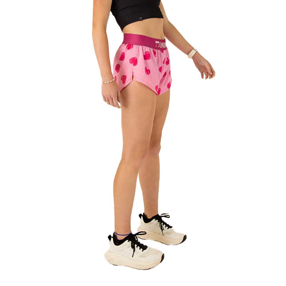 Women's Luv Pops 1.5" Split Shorts - Heart Lollipops