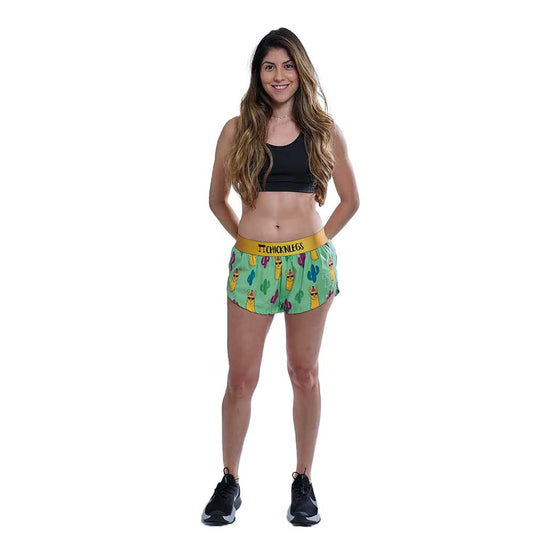 Women's Green Llamas 1.5" Split Short - Green Llamas