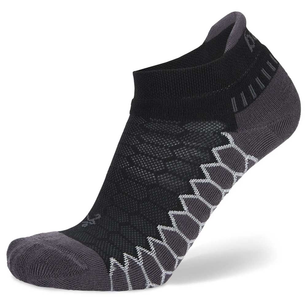 Silver No Show Tab Running Socks- Black