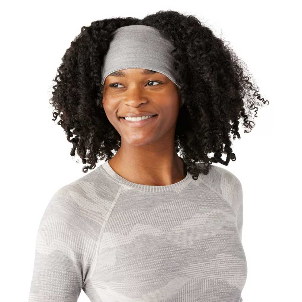 Thermal Merino Reversible Headband - Light Gray Mountain Scape