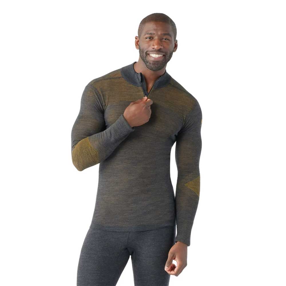 Men's Intraknit™ Thermal Merino Base Layer 1/4 Zip - Charcoal-Honey Gold