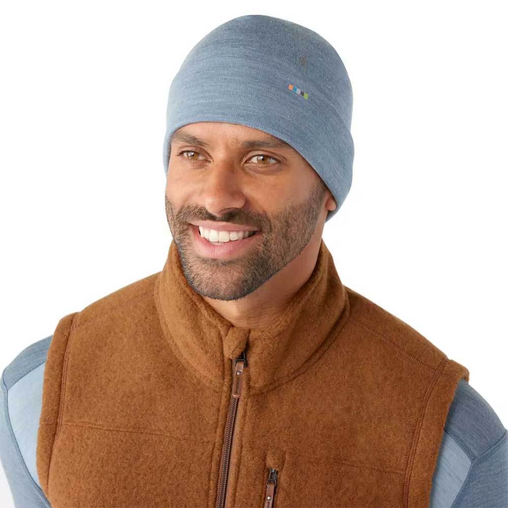 Thermal Merino Reversible Cuffed Beanie - Pewter Blue Heather