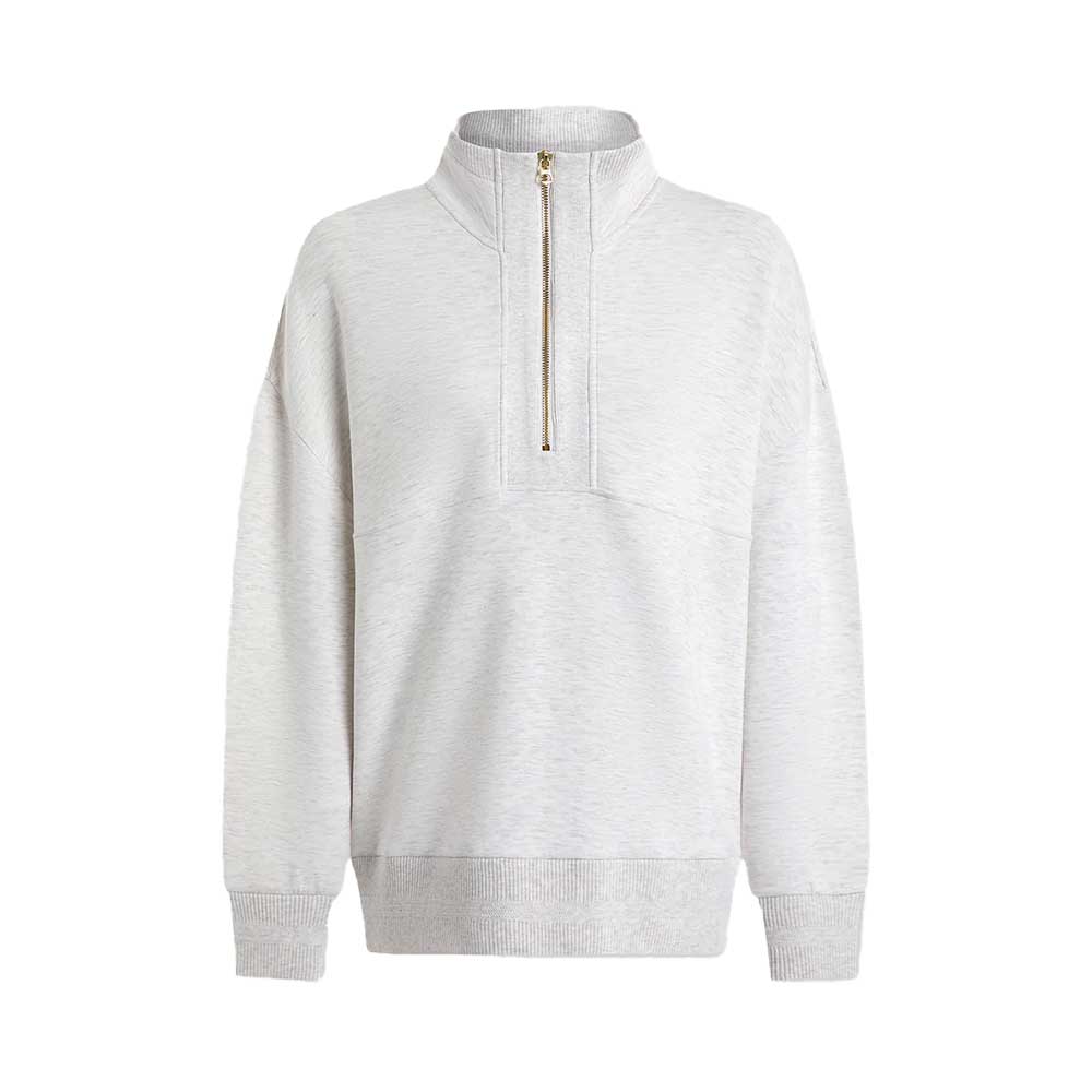 Women's Molly Half Zip Longline Sweat - Ivory Marl