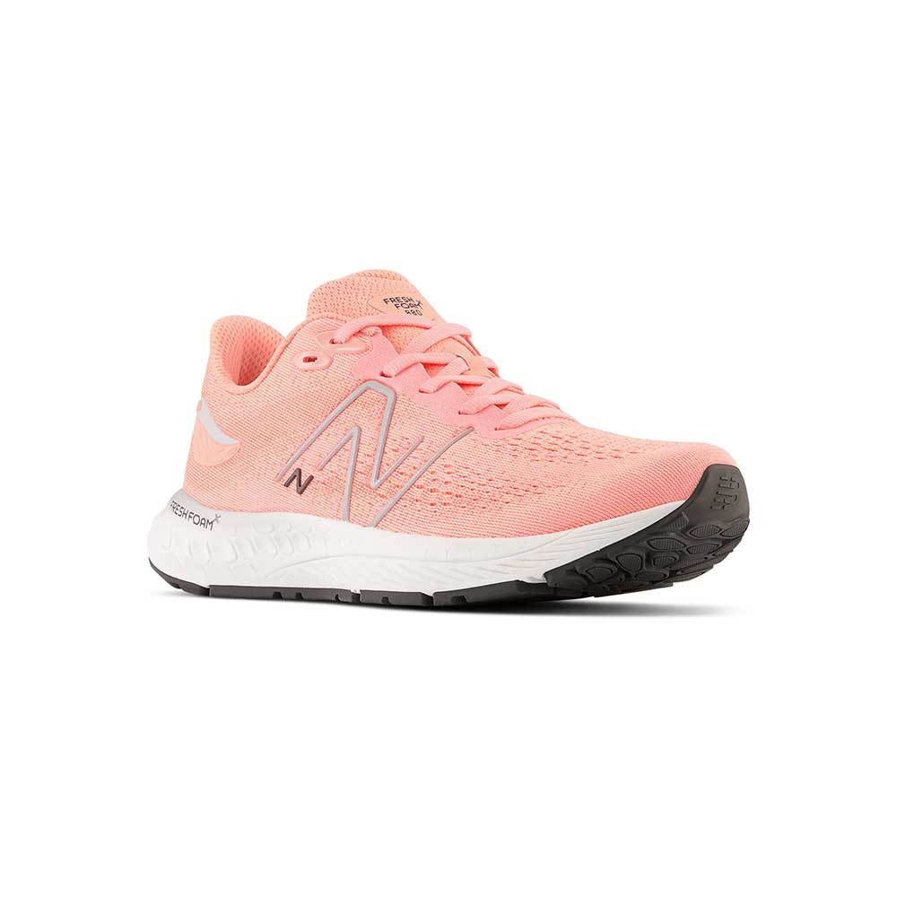 Youth Fresh Foam X 880v12 Big Kids Running Shoe - Grapefruit/Metallic Silver - Wide (W)