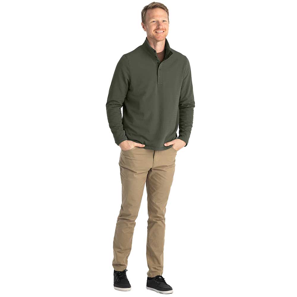 Men's Gridback Fleece Snap Pullover - Dark Olive
