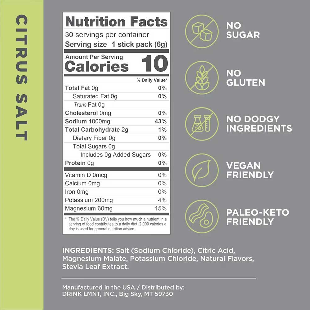 Citrus Salt Zero-Sugar Electrolyte Drink Mix Single Packet