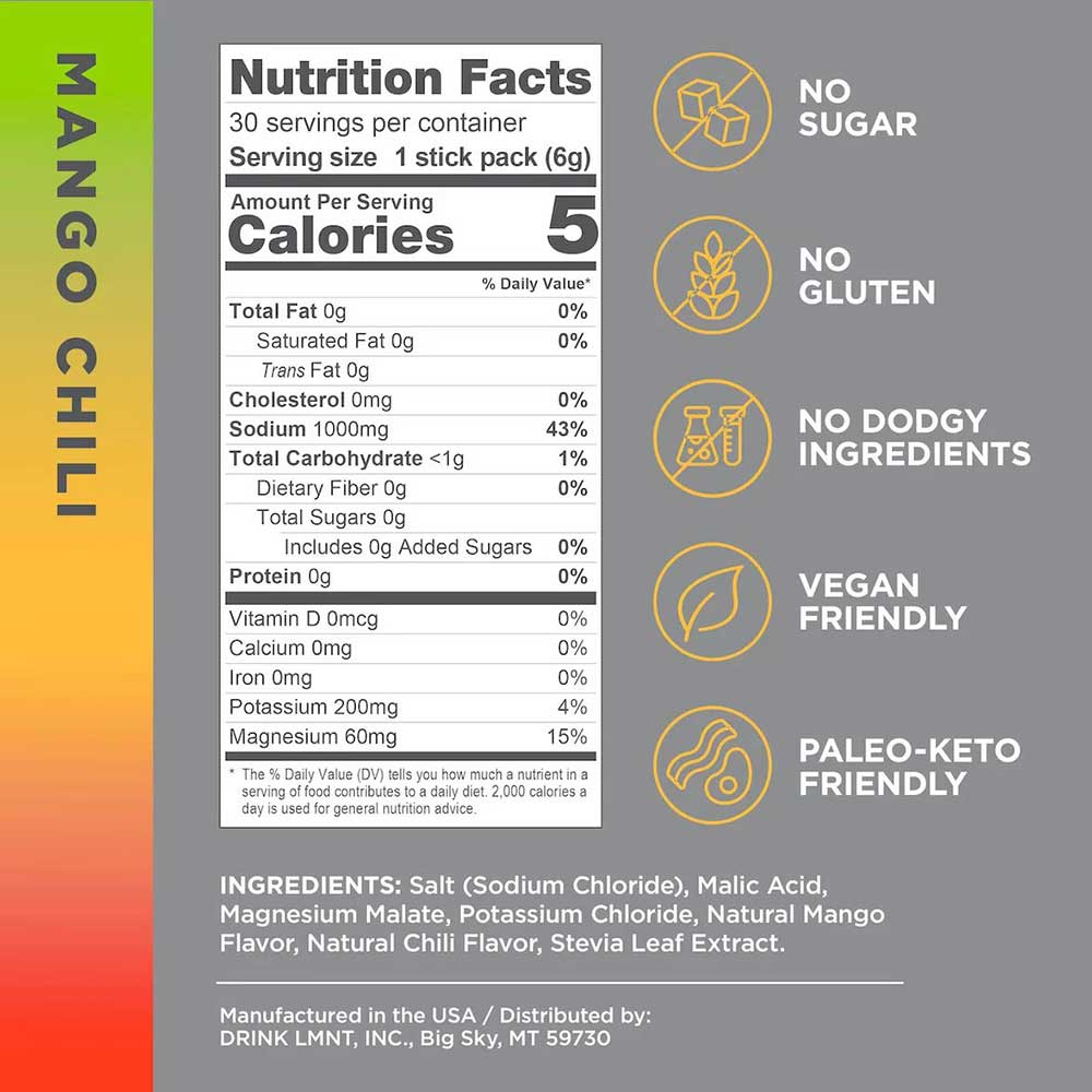 Mango Chili Zero-Sugar Electrolyte Drink Mix Single Packet
