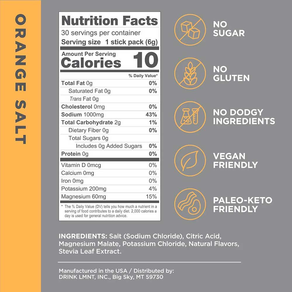 Orange Salt Zero-Sugar Electrolyte Drink Mix Single Packet