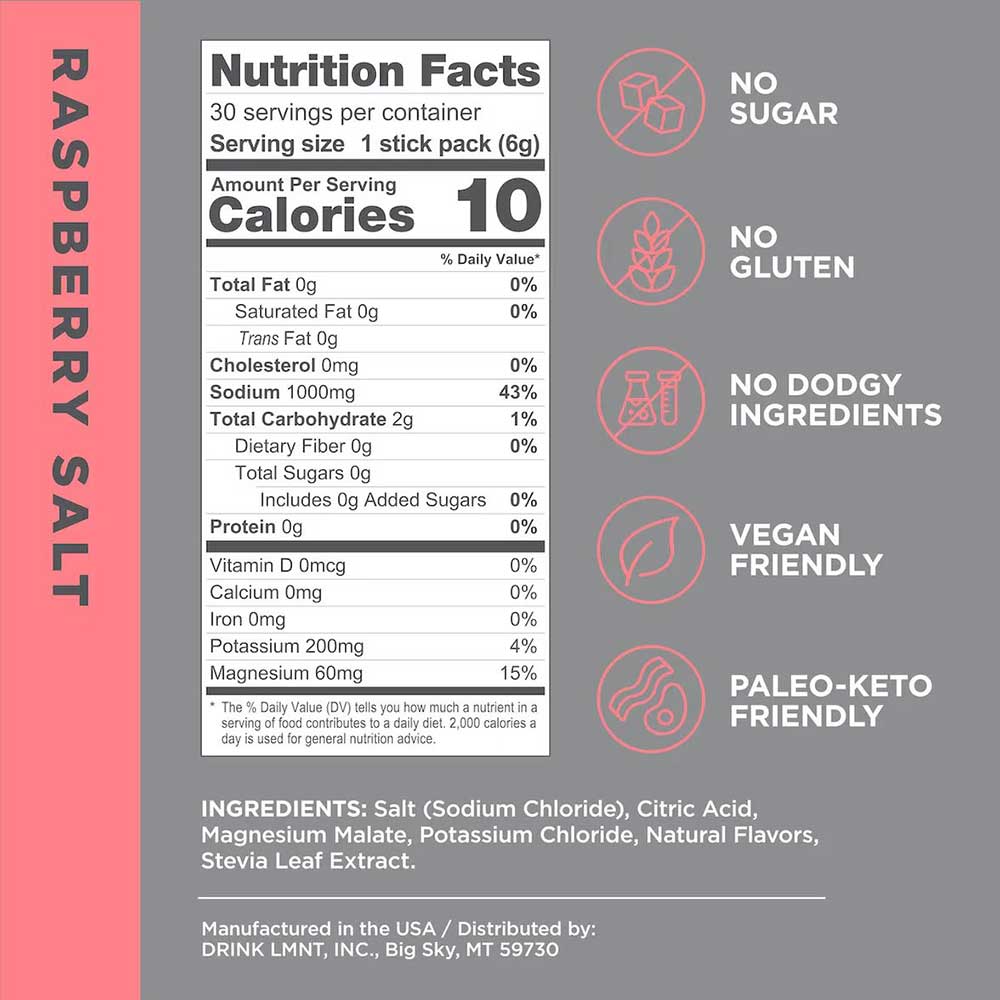 Raspberry Salt Zero-Sugar Electrolyte Drink Mix Single Packet