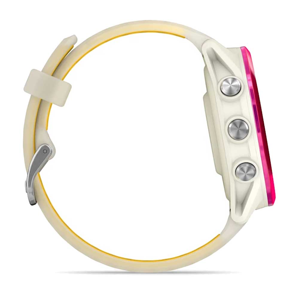 Forerunner 570 - 42mm, Raspberry Aluminum with Translucent Bone/Mango Band