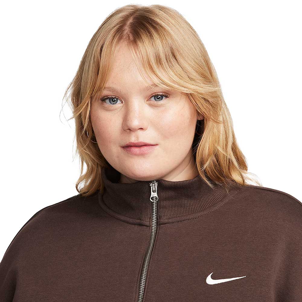 Women's 1/2 Zip Crop Sweatshirt - Baroque Brown