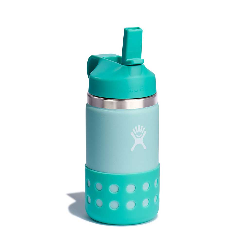 12 oz Kids Wide Mouth Flex Straw & Boot Water Bottle - Dew/Mirage