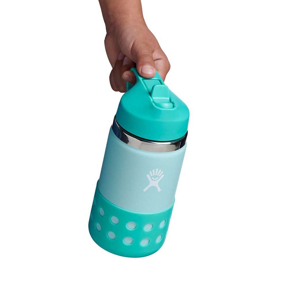 12 oz Kids Wide Mouth Flex Straw & Boot Water Bottle - Dew/Mirage