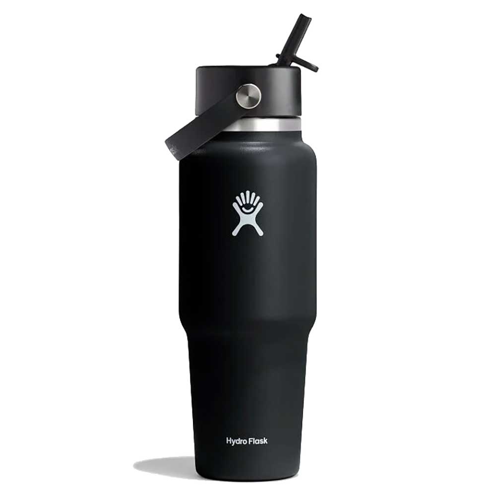 32 oz Travel Bottle w/ Flex Straw Cap Black – Gazelle Sports
