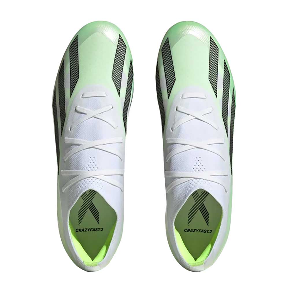 Unisex adidas X CRAZYFAST.2 FG Soccer Shoe - White, Core Black, Lucid Lemon - Regular (D)