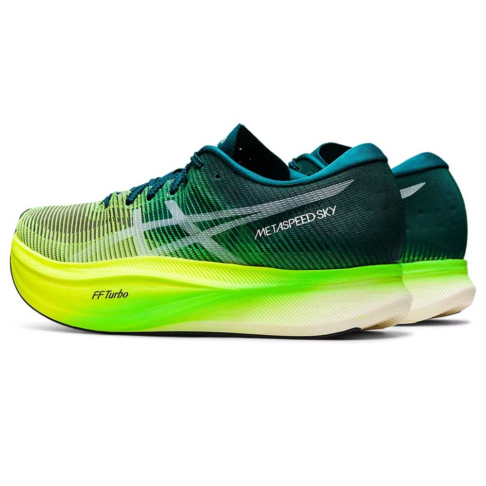 Men's Metaspeed Sky+ Running Shoe- Velvet Pine/Safety Yellow- Regular (D)