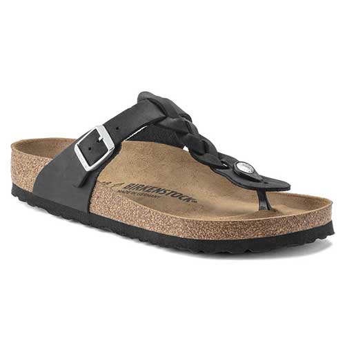 Women's Gizeh Braid Suede Black Oil Leather- Regular/Wide
