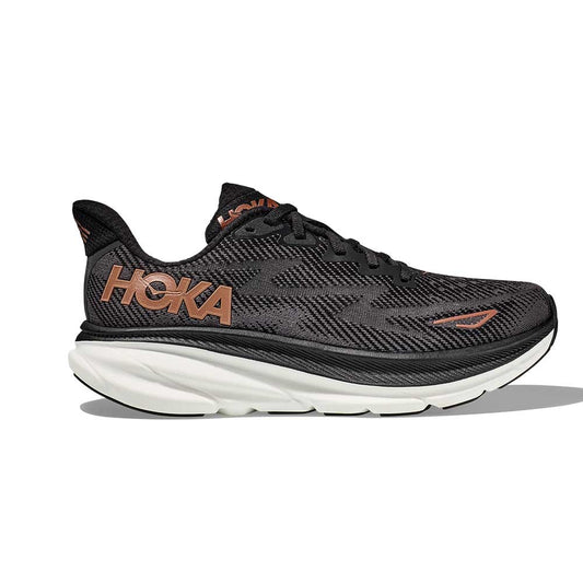 Women's Clifton 9 Running Shoe - Black/Copper - Wide (D)