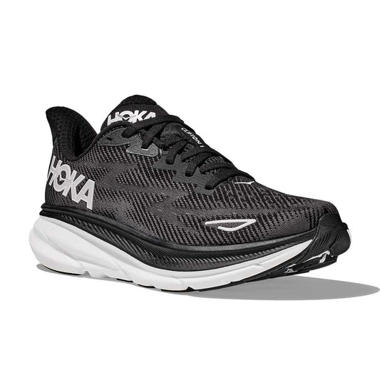 Men's Clifton 9 Running Shoe - Black/White - Wide (2E)