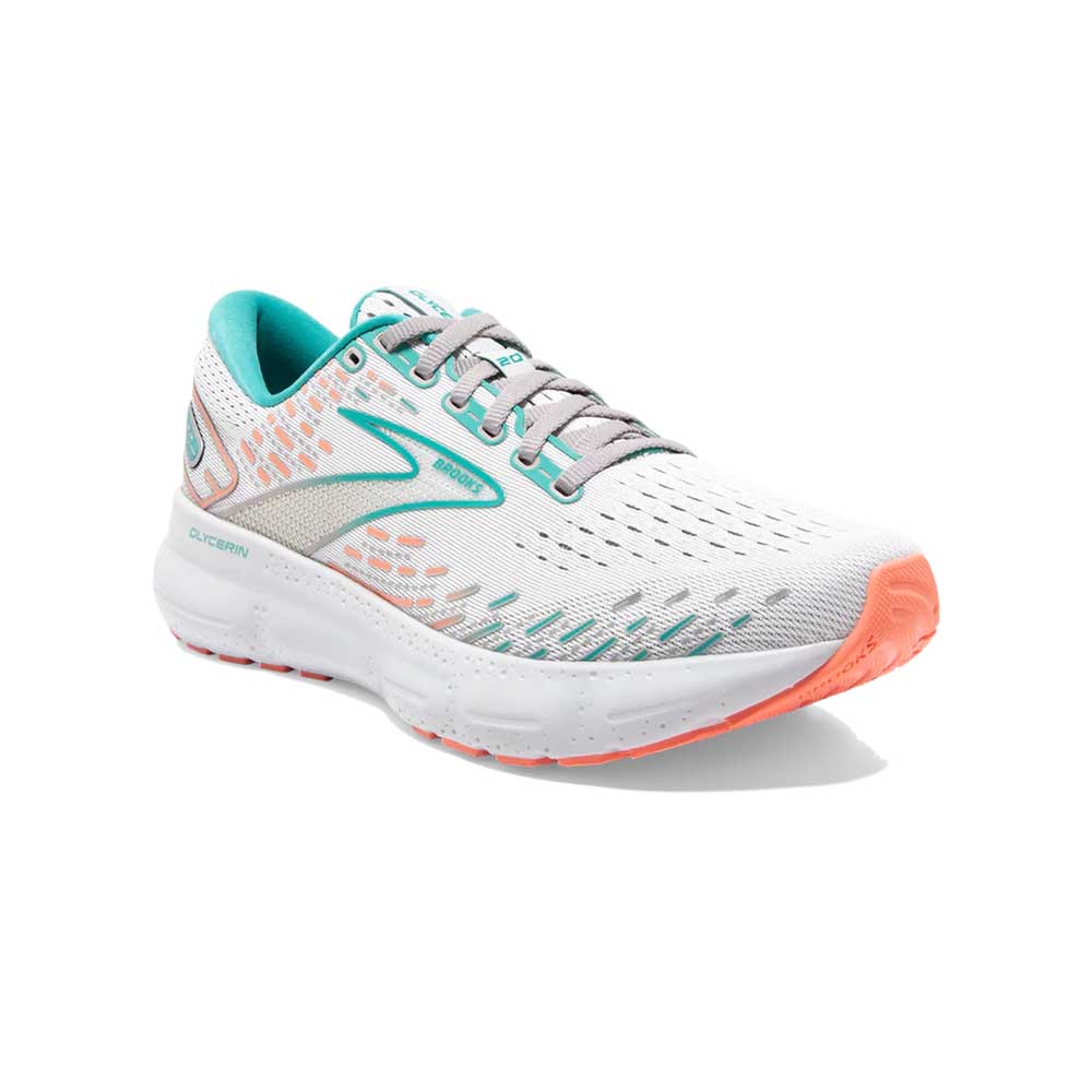 Women's Glycerin 20 Running Shoe- Oyster/Latigo Bay/Coral - Regular (B)