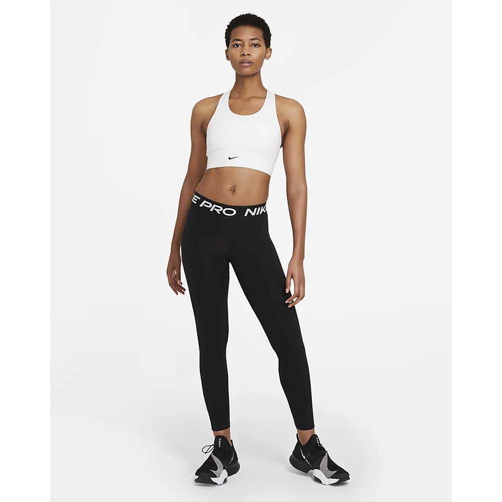 Women's Nike Swoosh Longline Bra Med Padded - White/Black