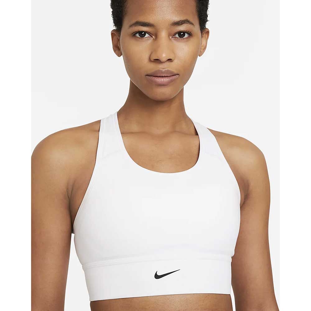 Women's Nike Swoosh Longline Bra Med Padded - White/Black