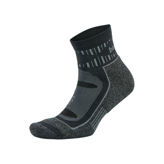 All Gender Blister Resist Quarter Running Sock - Grey/Black