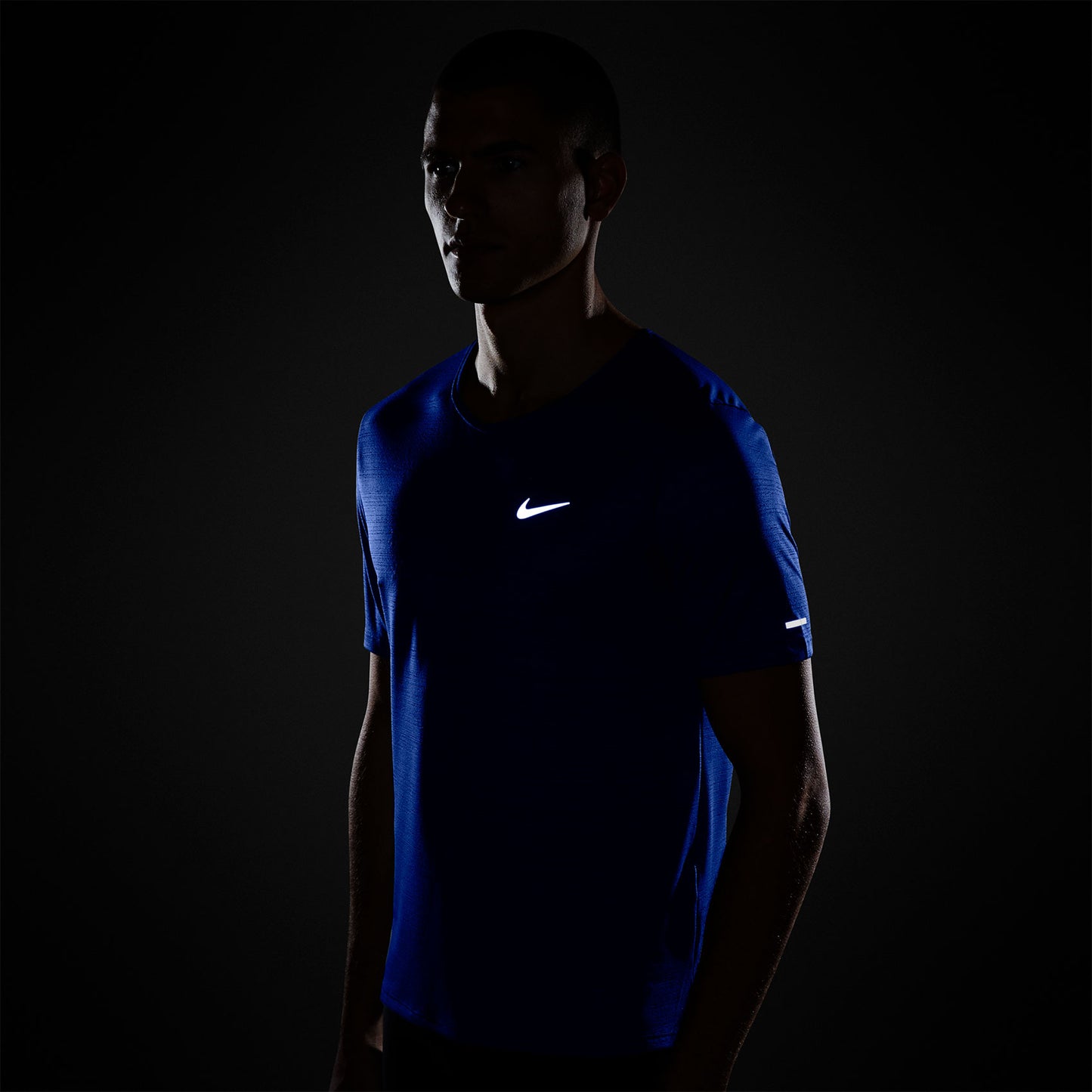Men's Nike Dri-Fit Miler Short Sleeve Top - Game Royal/Reflective Silver
