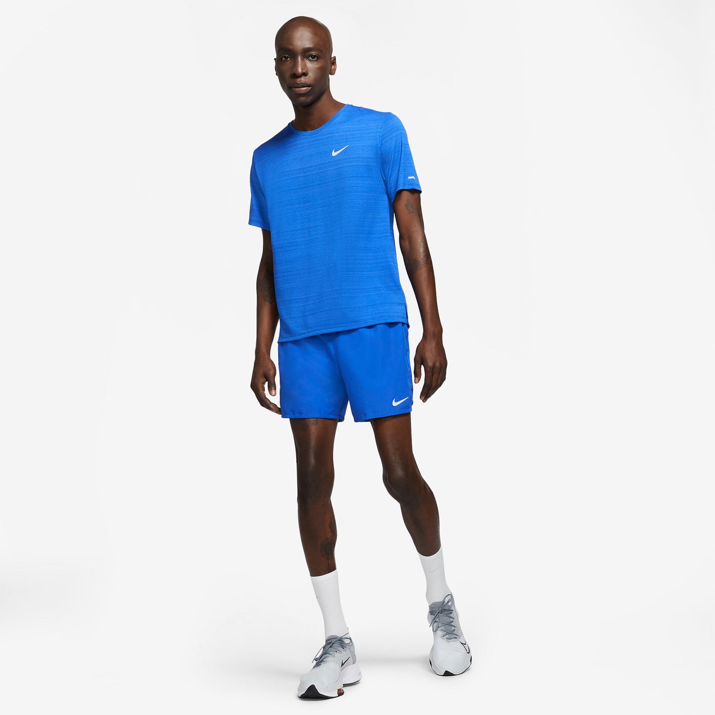 Men's Nike Dri-Fit Miler Short Sleeve Top - Game Royal/Reflective Silver