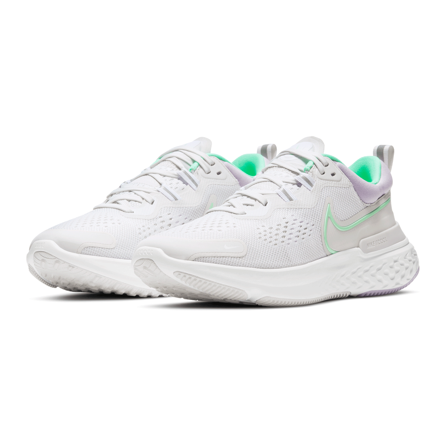 Women's Nike React Miler 2 Running Shoe - Platinum Tint/Green Glow/White - Regular (B)