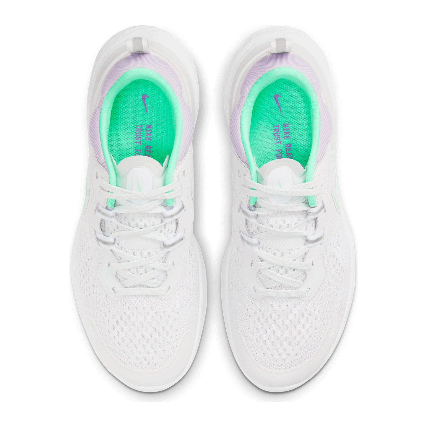 Women's Nike React Miler 2 Running Shoe - Platinum Tint/Green Glow/White - Regular (B)