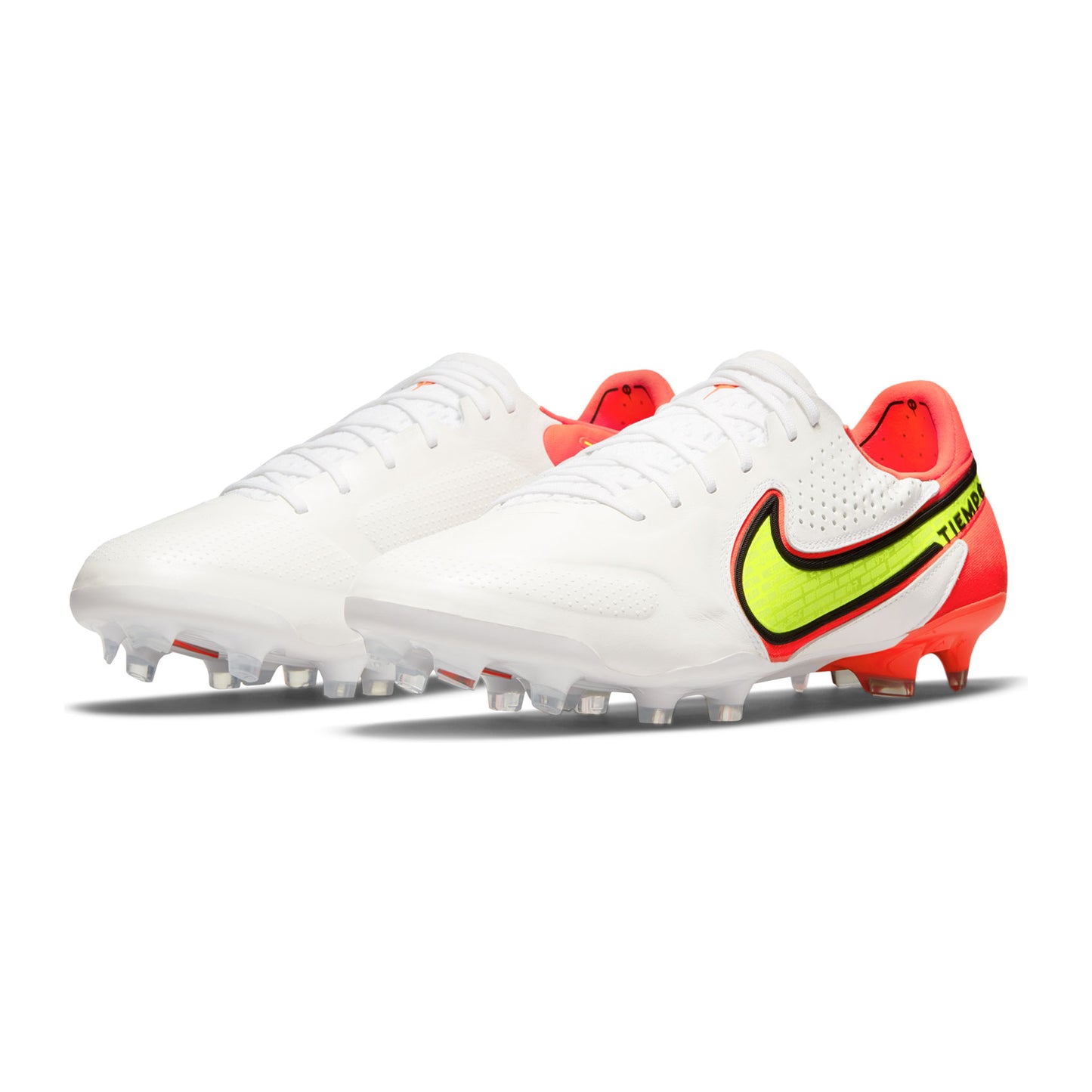 Unisex Tiempo Legend 9 Elite FG Soccer Shoe - White/Volt/Bright Crimson - Regular (D)