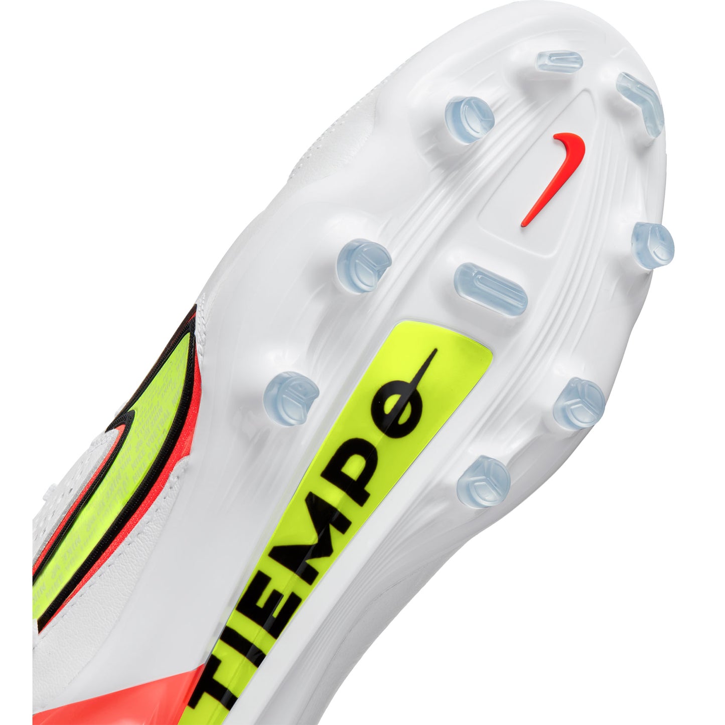 Unisex Tiempo Legend 9 Elite FG Soccer Shoe - White/Volt/Bright Crimson - Regular (D)