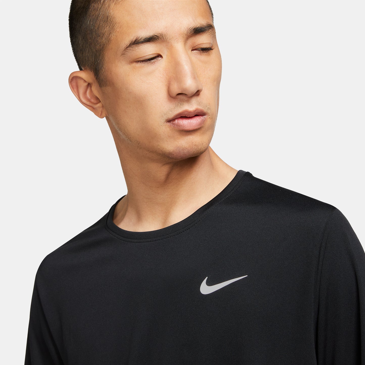 Men's Nike Dri-FIT Miler Long Sleeve Running Top - Black/Reflective Silver