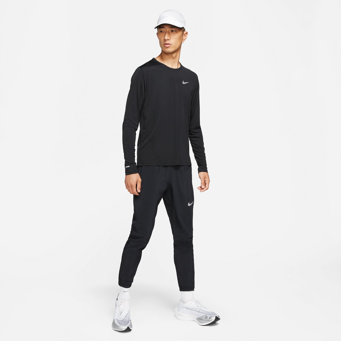 Men's Nike Dri-FIT Miler Long Sleeve Running Top - Black/Reflective Silver