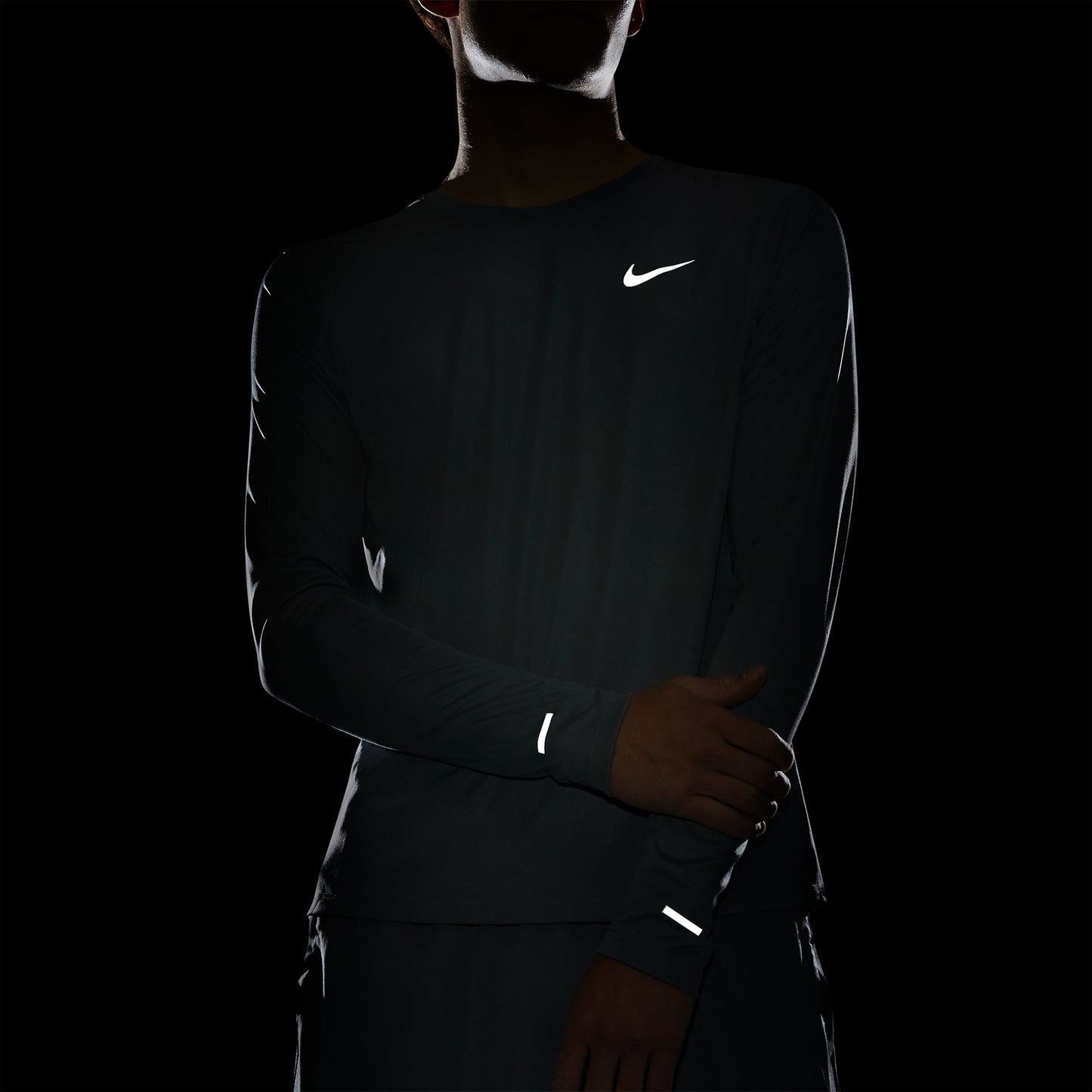 Men's Nike Dri-FIT Miler Long Sleeve Running Top - Smoke Grey/Reflective Silver