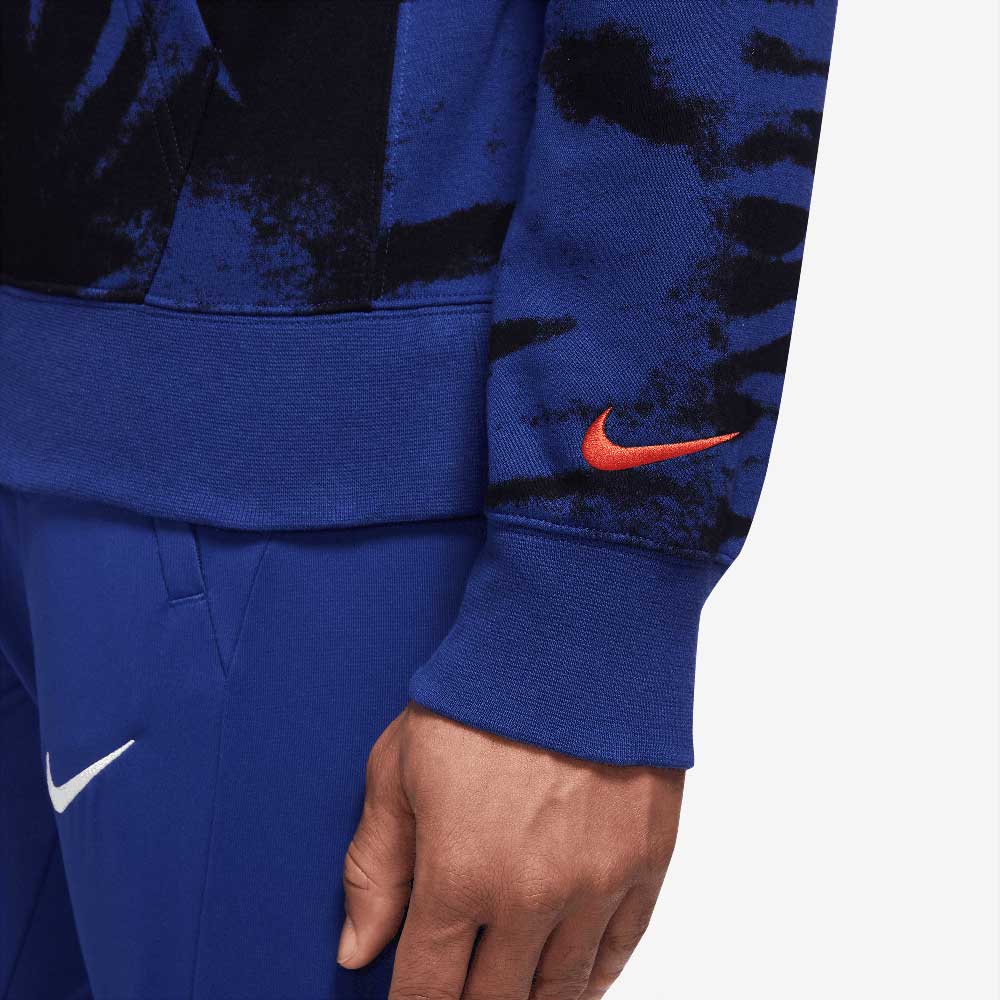 Men's KNVB Club Fleece Hoodie - Black/Royal Blue