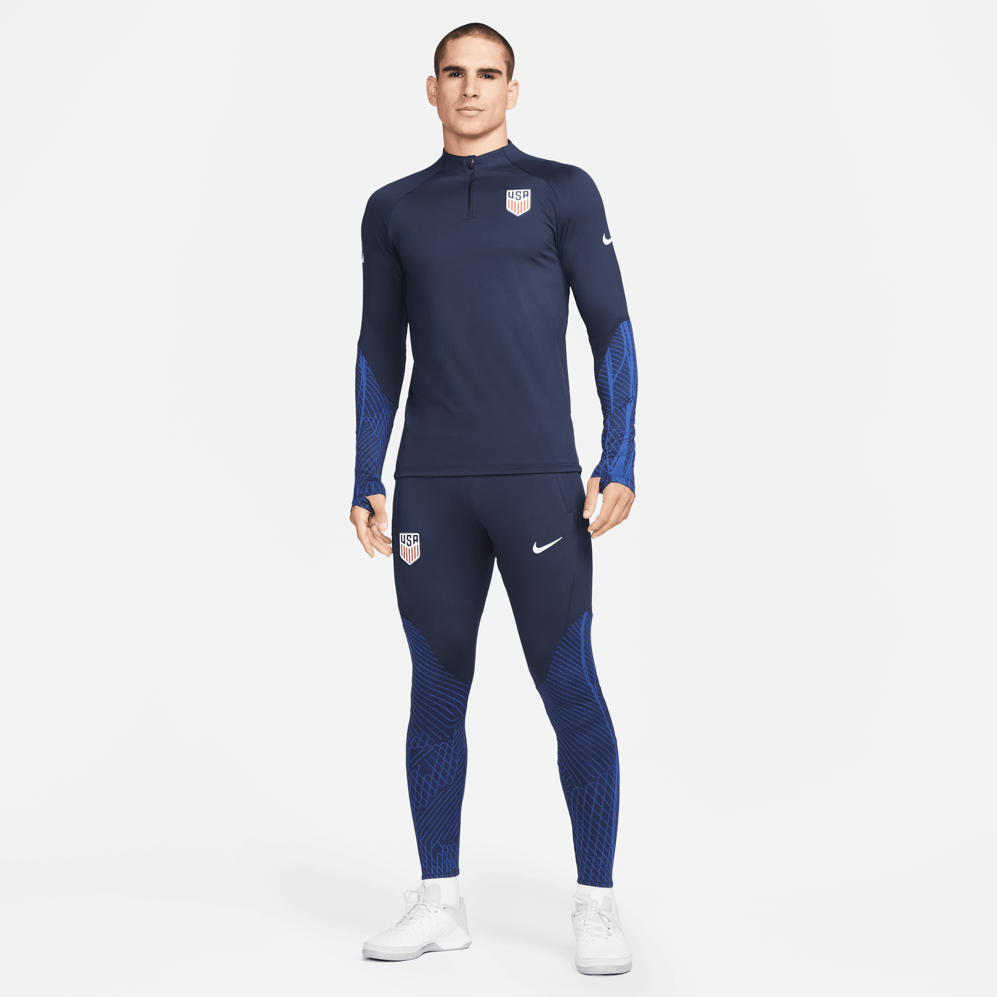Men's USA DF Strike Drill Top - Obsidian/Bright Blue/White