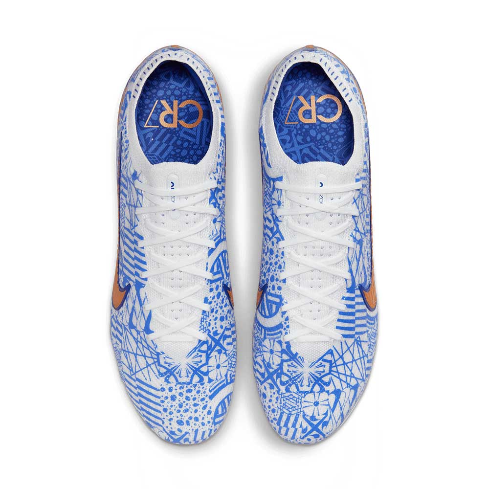 Unisex Nike Mercurial Zoom Vapor 15 Elite CR7 FG Soccer Shoe - White/Metallic Copper - Regular (D)