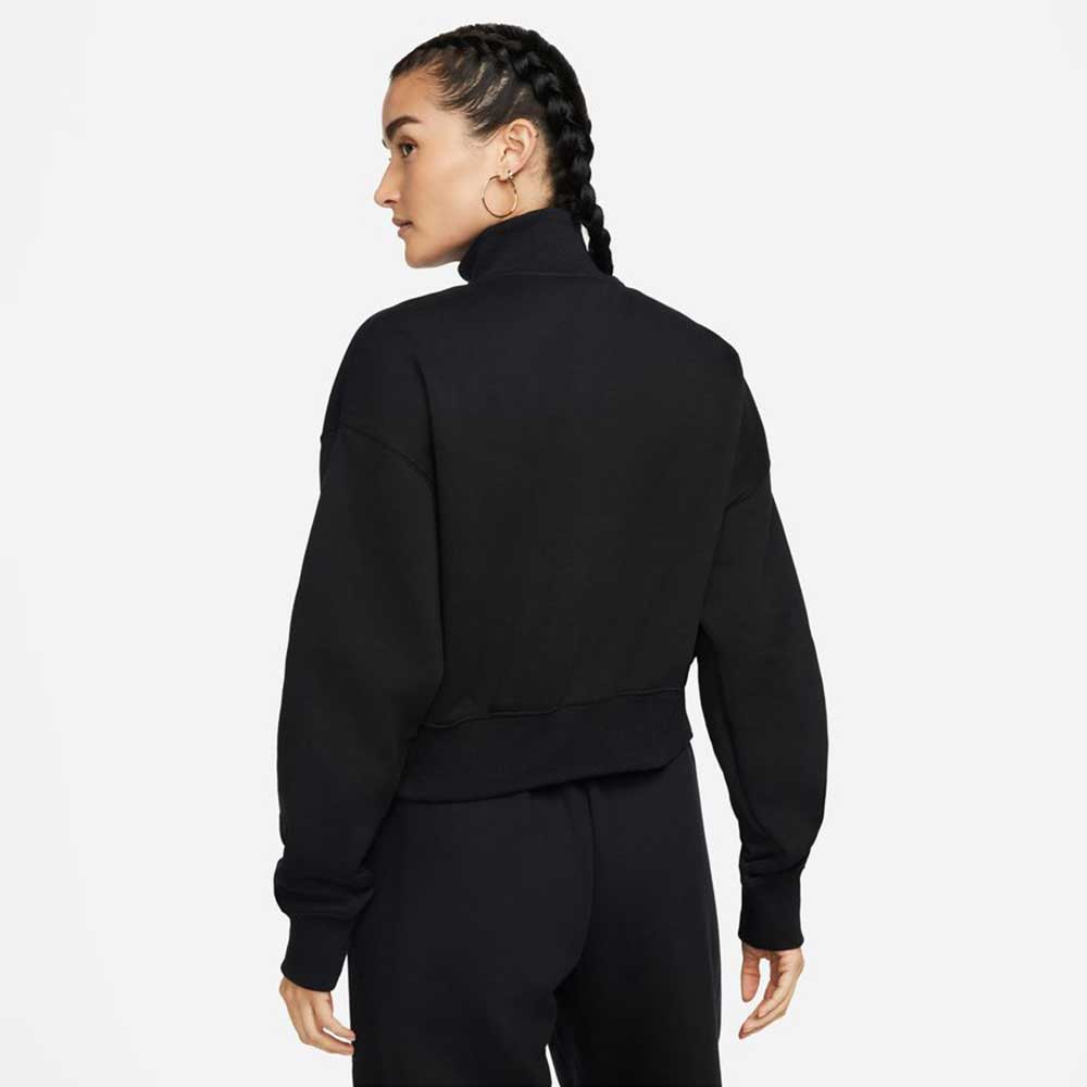 Women's Fleece Quarter Zip Crop - Black/Sail