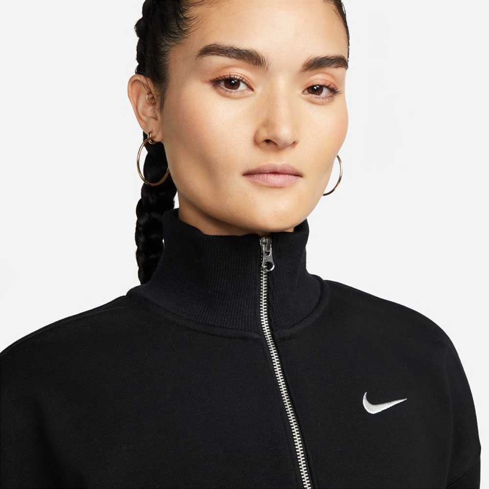 Women's Fleece Quarter Zip Crop - Black/Sail