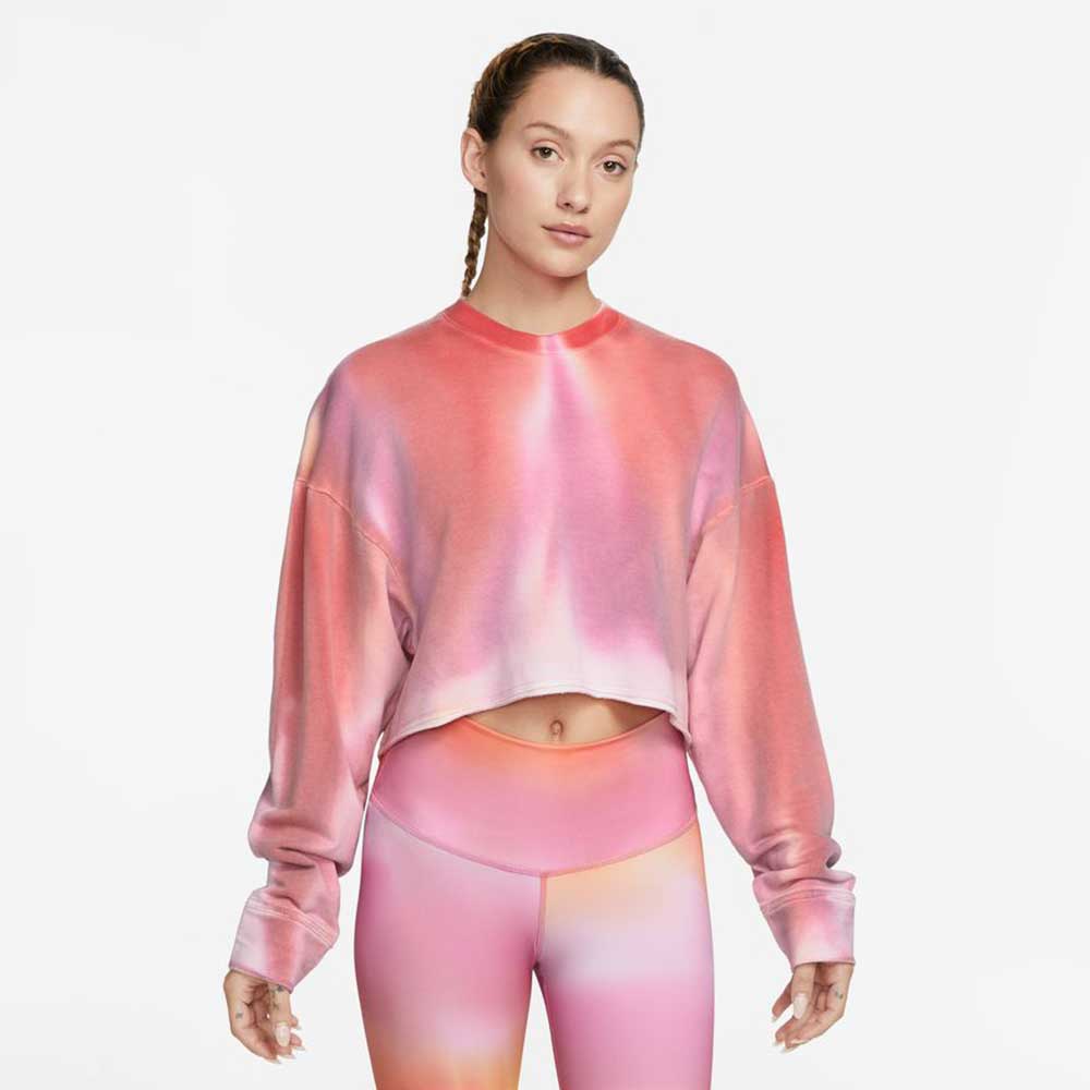 Women's Luxe Cropped Crew-Neck Fleece Sweatshirt - Picante Red/Multi